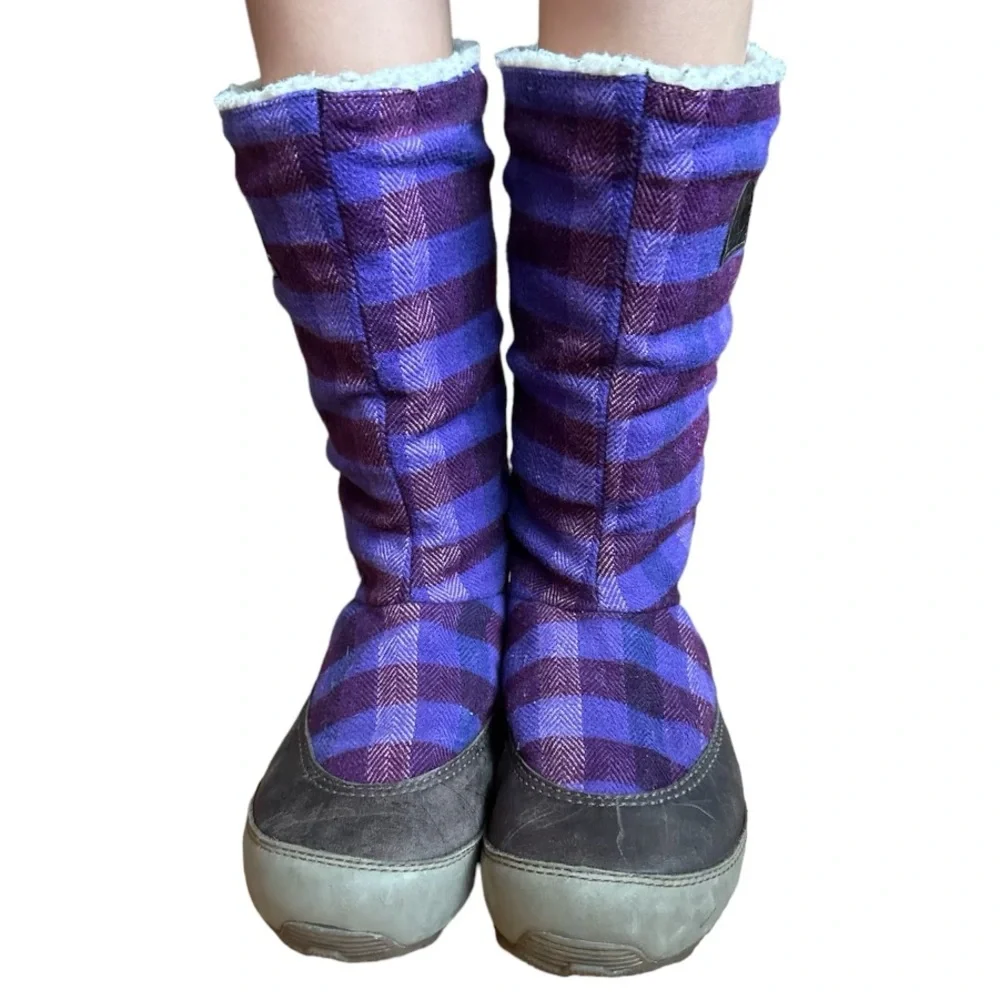 Sorel Purple Plaid Winter Rain Boots